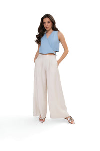 Elegant Women's Vest with a Buckle - Formal Wear for Work. Light Blue