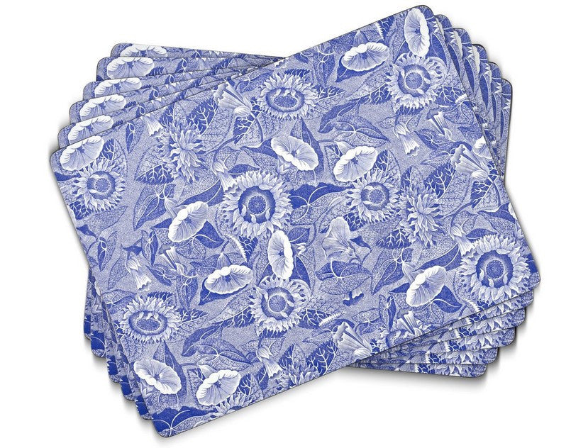 Modré slunečnice na korkových podložkách, sada šesti kusů z kolekce Blue Room | Pimpernel | Spironik.pl