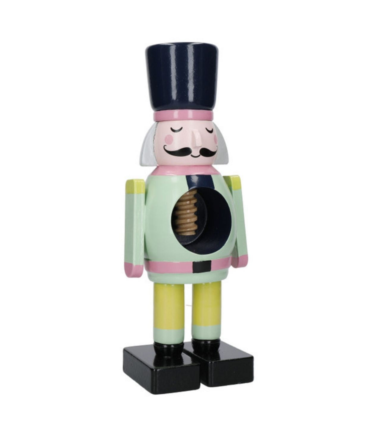 Drewniany Dziadek do Orzechów w użyciu, rozłupujący orzech pod nakrętką | KitchenKraft | Spironik.pl