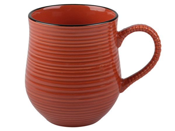 Czerwony kubek ceramiczny La Cafetière Mysa z delikatnymi prążkami, widok z przodu | La Cafetiere | Spironik.pl