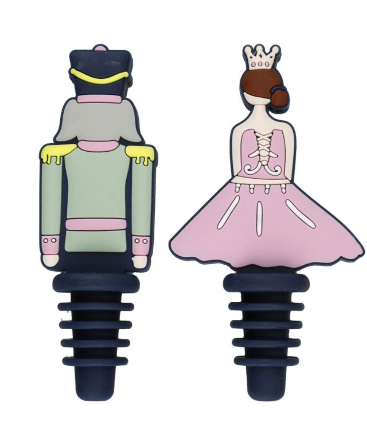 Zestaw dwóch zatyczek do butelek w stylu skandynawskim, widok z boku | KitchenKraft | Spironik.pl