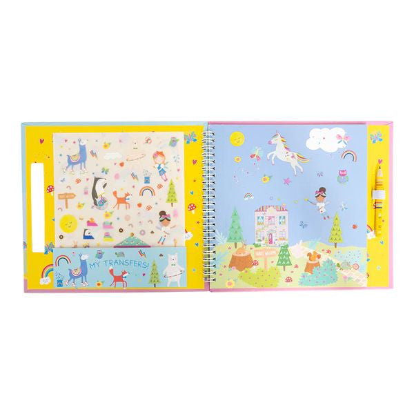 Widok zestawu do kalkomanii z baletnicami i zwierzętami, idealny do kreatywnej zabawy | Floss & Rock | Spironik.pl