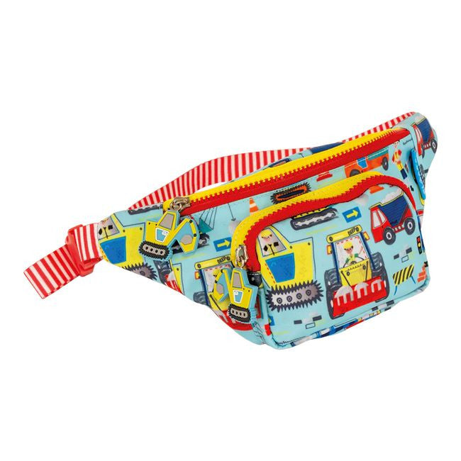 Saszetka na budowie z motywem placu budowy, widok z przodu z regulowanym paskiem | Floss & Rock | Spironik.pl