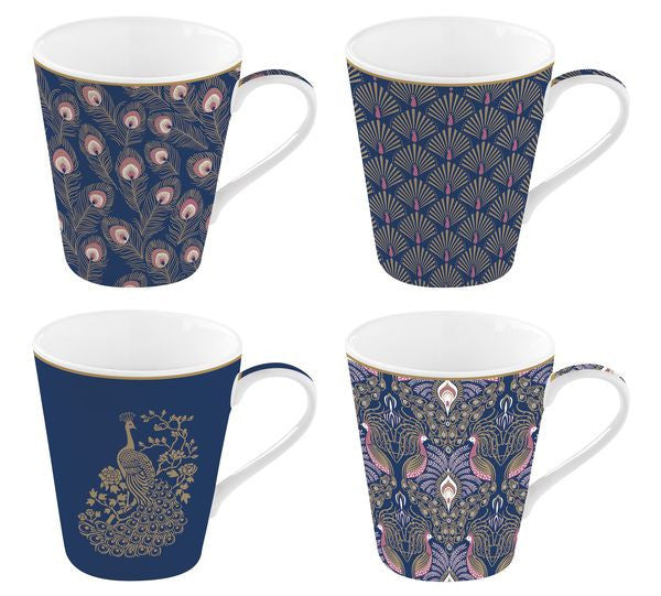 Detal porcelanowego kubka z motywem pawia, zbliżenie na fakturę i kolorystykę | EasyLife | Spironik.pl