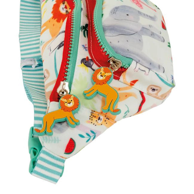 Detal materiału saszetki z motywem dżungli, ukazujący jakość wykonania i przyjazność dla środowiska | Floss & Rock | Spironik.pl