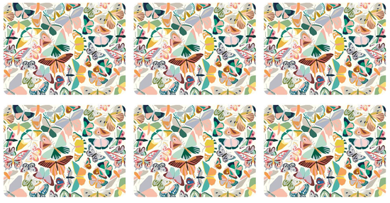 Średnia podkładka z motywem motyli w kolorowej kolekcji Papillon, wykonana z korka | Pimpernel | Spironik.pl