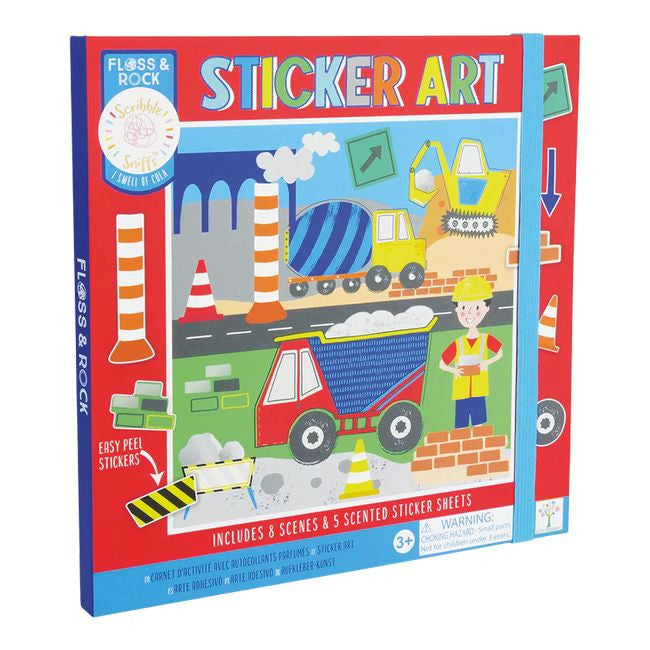 Zestaw pachnących naklejek Na Budowie z widokiem na okładkę z elastycznym zapięciem | Floss & Rock | Spironik.pl