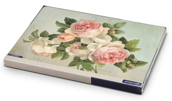 Duże podkładki korkowe z rustykalnym wzorem róż, idealne do ochrony stołu w stylu vintage | Pimpernel | Spironik.pl