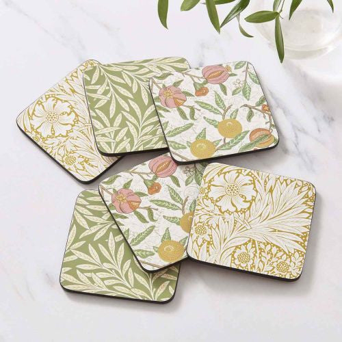 Zestaw sześciu podkładek korkowych Morris & Co. w eleganckim wzorze z twórczości Williama Morrisa | Pimpernel | Spironik.pl
