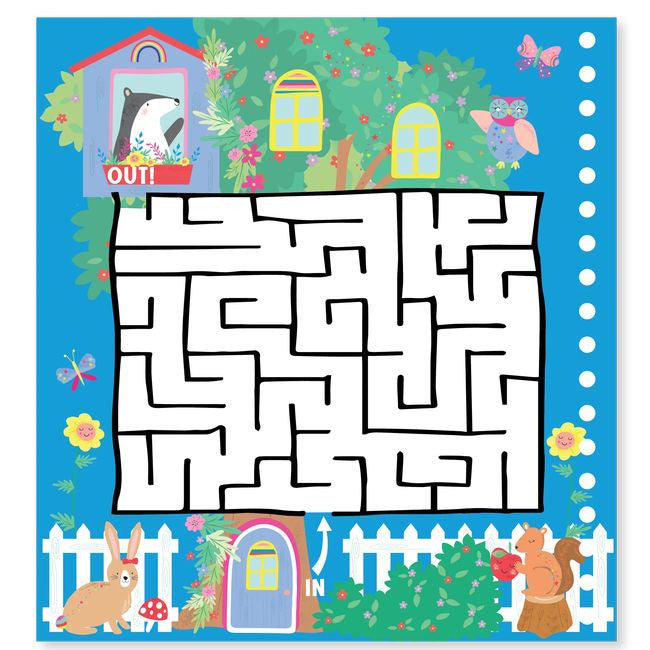 Kolorowanka wodna z zadaniami, zbliżenie na naklejki wielokrotnego użytku i planszę do zabawy | Floss & Rock | Spironik.pl