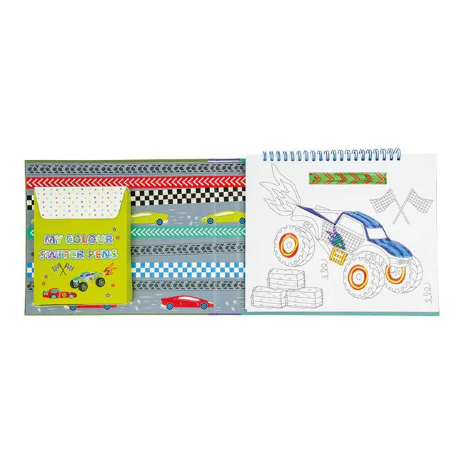 Zestaw Magia Kolorów z boku, ukazujący praktyczne zamknięcie na gumkę | Floss & Rock | Spironik.pl