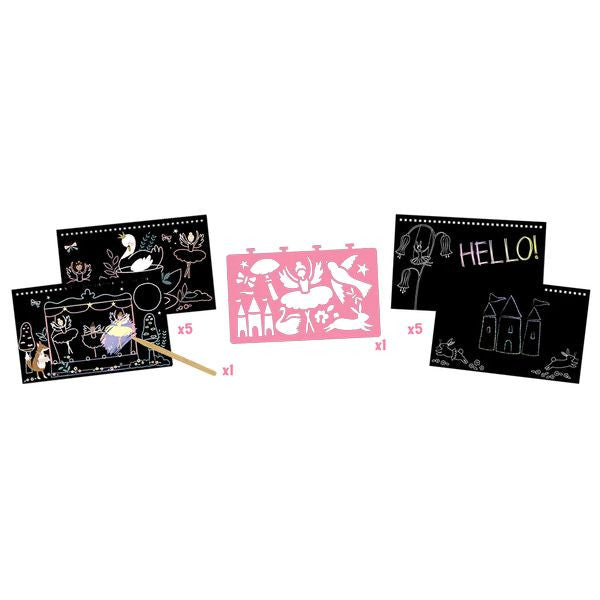 Drewniany rysik do zdrapywania, zbliżenie na detal materiału, idealny do odkrywania baletnic | Floss & Rock | Spironik.pl