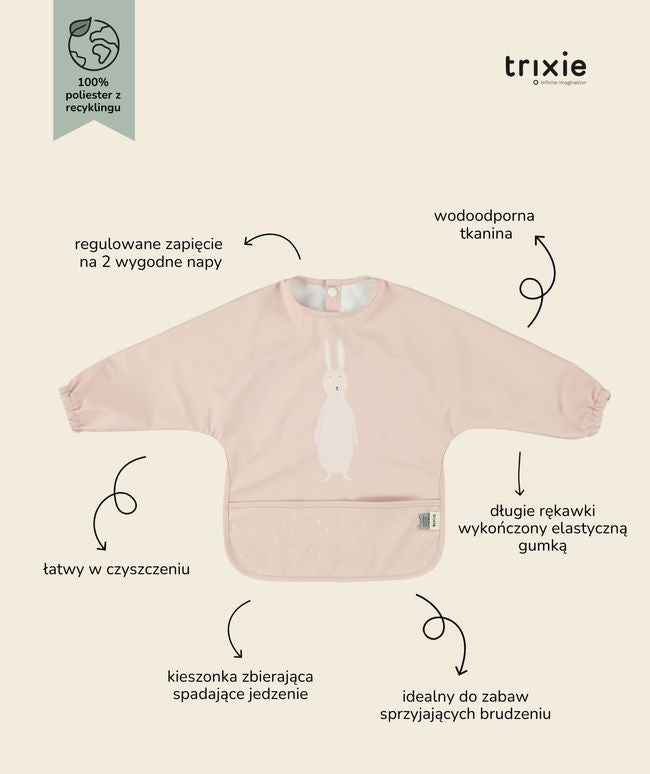 Detail látky bryndáku s dlouhými rukávy, vyrobeného z recyklovaného polyesteru, voděodolný | Trixie | Spironik.pl