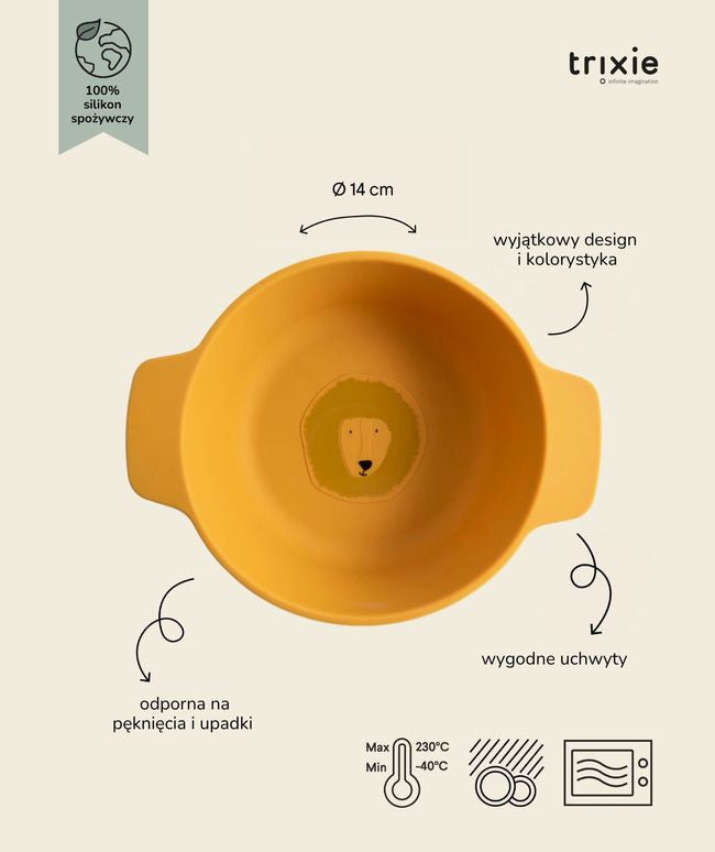 Wesoły lew na silikonowej miseczce, wykonanej z miękkiego i bezpiecznego materiału | Trixie | Spironik.pl