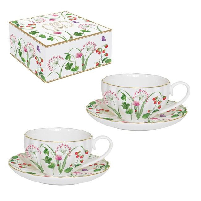 Filiżanka z motywem polnych kwiatów, widok z przodu, elegancka porcelana w wielokolorowym wzorze | EasyLife | Spironik.pl