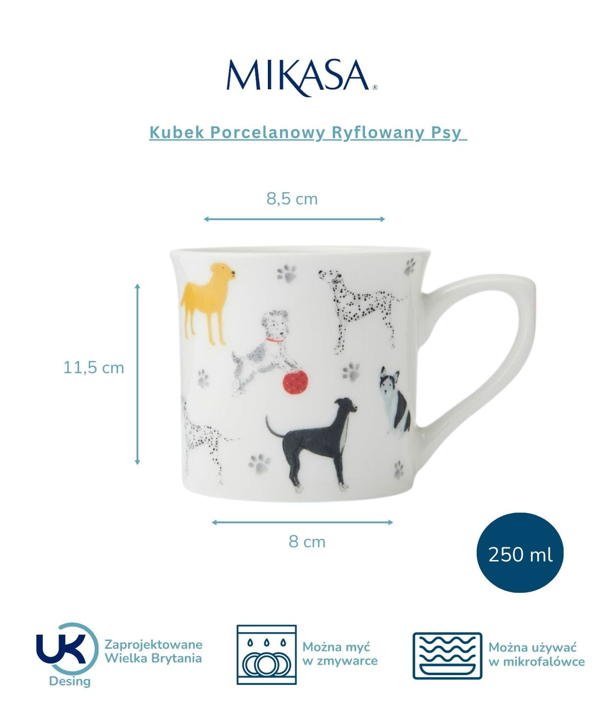 Wygodny uchwyt kubka porcelanowego Mikasa, widok z boku | KitchenKraft | Spironik.pl