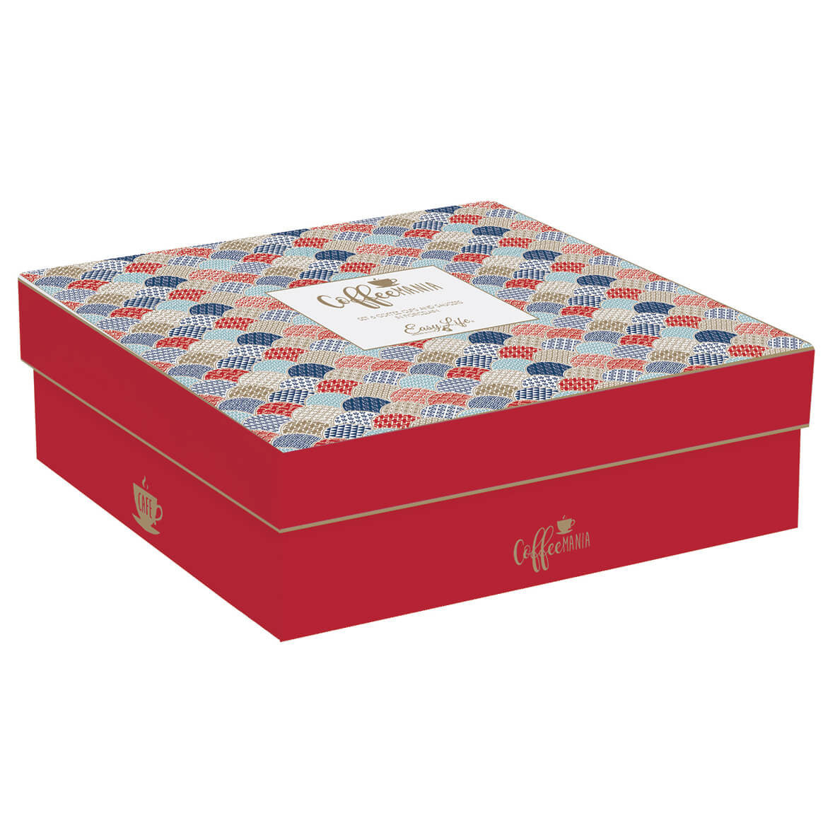 Zestaw filiżanek ze spodkami w wielokolorowym wzorze, detal porcelany, elegancki design | EasyLife | Spironik.pl