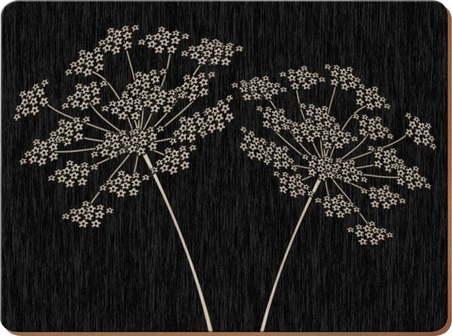 Sada čtyř korkových podložek s drobnými květinami ve tvaru hvězdiček z kolekce Silhouette | KitchenKraft | Spironik.pl