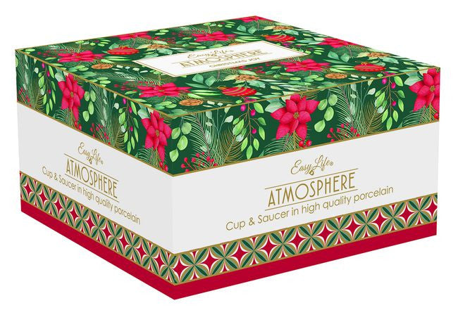 Filiżanka w użyciu, prezentująca pojemność 400 ml oraz elegancki design na tle świątecznego stołu | EasyLife | Spironik.pl