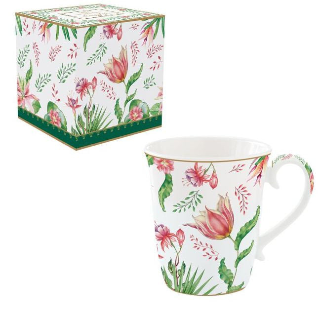 Porcelanowy kubek w wielokolorowy motyw kwiatowy, widok z przodu, elegancki design marki Easy Life | EasyLife | Spironik.pl