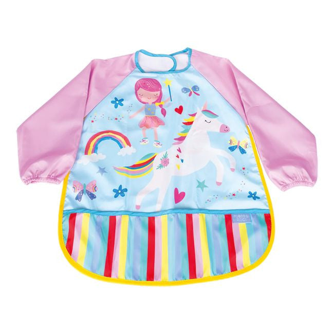 Fartuszek w użyciu podczas zajęć plastycznych, z dzieckiem malującym farbami | Floss & Rock | Spironik.pl