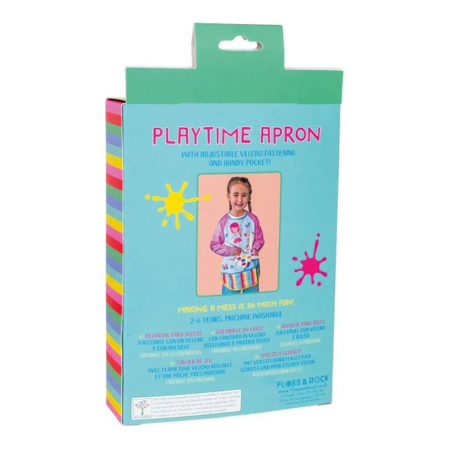 Tęczowe Wróżki na fartuszku, widok z boku z regulowanym zapięciem na rzep | Floss & Rock | Spironik.pl