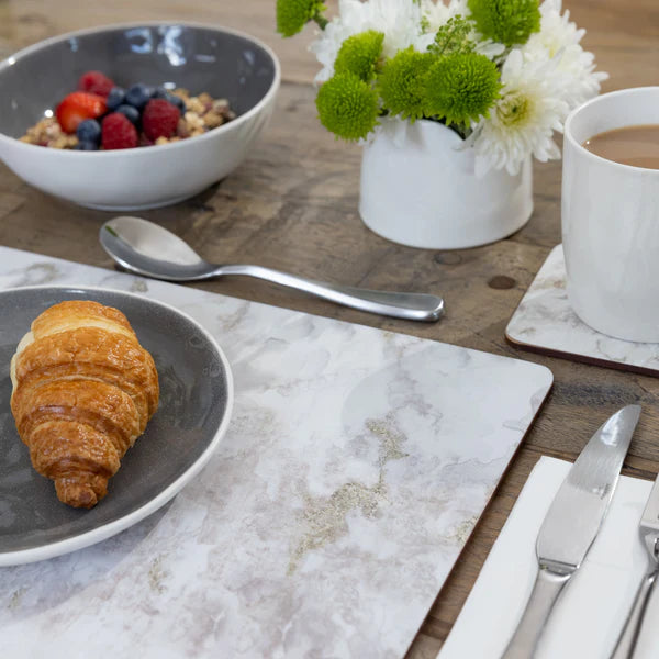 Zestaw czterech podkładek w odcieniach szarości, ukazany z boku | KitchenKraft | Spironik.pl