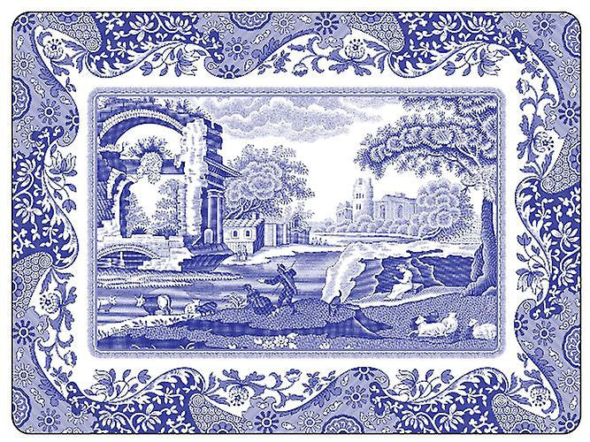 Zestaw sześciu podkładek korkowych Blue Italian z widokiem na charakterystyczną ramkę i wiejską scenkę | Pimpernel | Spironik.pl