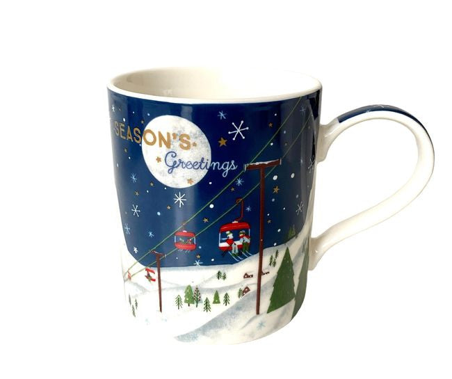 Widok z boku na kubek porcelanowy, pojemność 350 ml, ozdobne pudełko w tle | EasyLife | Spironik.pl