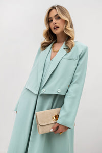 Kurze, zweireihige Jacke – lockere Passform. Farbe: Mint