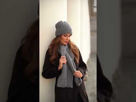 Winterset Mütze mit Schal Farbe Beige Kamea-Cosmos