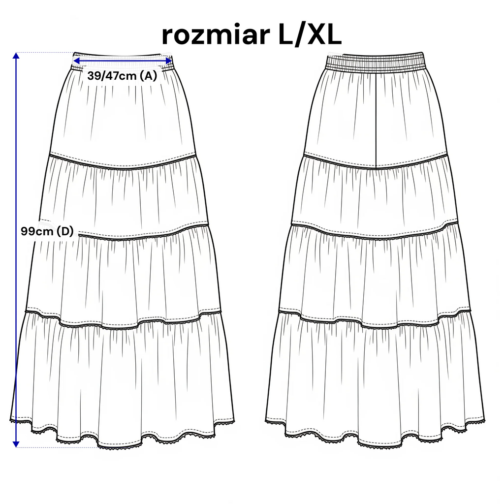 Lniana spódnica maxi z falbanami. Kolor Brązowy